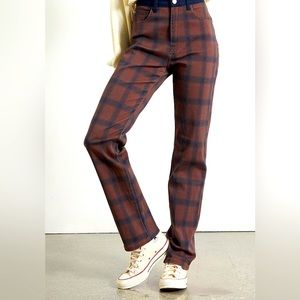 Plaid High-Waisted Women's Pants